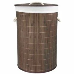 Best deal 💯 Home Basics Round Foldable Bamboo Hamper, Brown ❤️