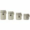 Outlet ❤️ Home Basics 4 Piece Ceramic Canisters with Easy Open Air-Tight Clamp Top Lid and Wooden Spoons, Beige 😉