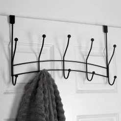 Buy ⭐ Home Basics Shelby 5 Hook Over the Door Hanging Rack, Black 👍