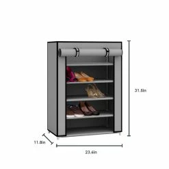 Deals 🌟 Home Basics 5 Tier Quick Set Up Portable Free-Standing Multi-Purpose Organizer with Non-Woven Fabric Shelves and Roll-Down Cover, Grey 🎉 -Home Basics Sales 08ae71cd206940b49585cc05d1ce105f 1080x