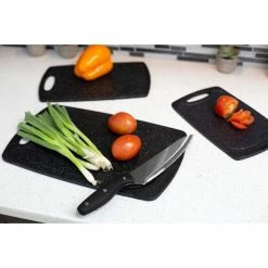 Cheapest 🎉 Home Basics 3 Piece Double Sided Granite Look Non-Slip Plastic Cutting Board Set with Deep Juice Groove and Easy Grip Handle, Black ✔️ -Home Basics Sales 09431b831d704b348eb4abb601f21ac9 1080x
