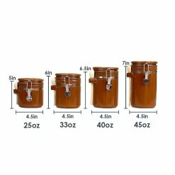 Outlet ⌛ Home Basics 4 Piece Ceramic Canisters with Easy Open Air-Tight Clamp Top Lid and Wooden Spoons, Brown ⌛ -Home Basics Sales 0e55f9e27f814d1a8d1f5737c6d0604b d8326e84 d64b 453d a16c 6aef9338d01b 1080x