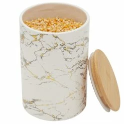 Cheapest 🧨 Home Basics Marble Like Large Ceramic Canister with Bamboo Top, White 🎉 -Home Basics Sales 0e728dd9cf654744aa71fecb8215b600 1080x