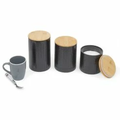 Best Pirce 👍 Home Basics Wave 3 Piece Ceramic Canister Set With Bamboo Tops, Black 🔥 -Home Basics Sales 0e753e0821cd4826a679e9a7c170e736 1080x