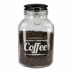 Wholesale 🔔 Home Basics Freshly Brewed Coffee 102.4 oz. Glass Jar with Ceramic Flip Lid Top, Black 👍