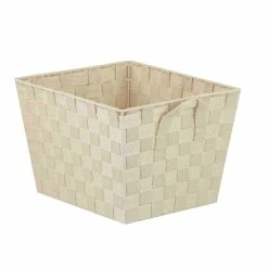 Deals ✔️ Home Basics Woven Strap Open Bin, Ivory 💯