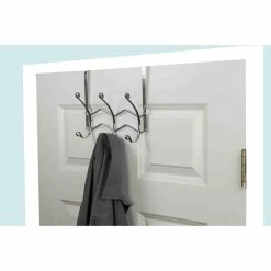 Flash Sale 🧨 Home Basics Chevron 3 Dual Hook Over the Door Organizing Rack, Chrome 🤩