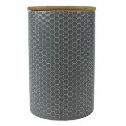 Brand new ❤️ Home Basics Honeycomb Large Ceramic Canister, Grey 😀