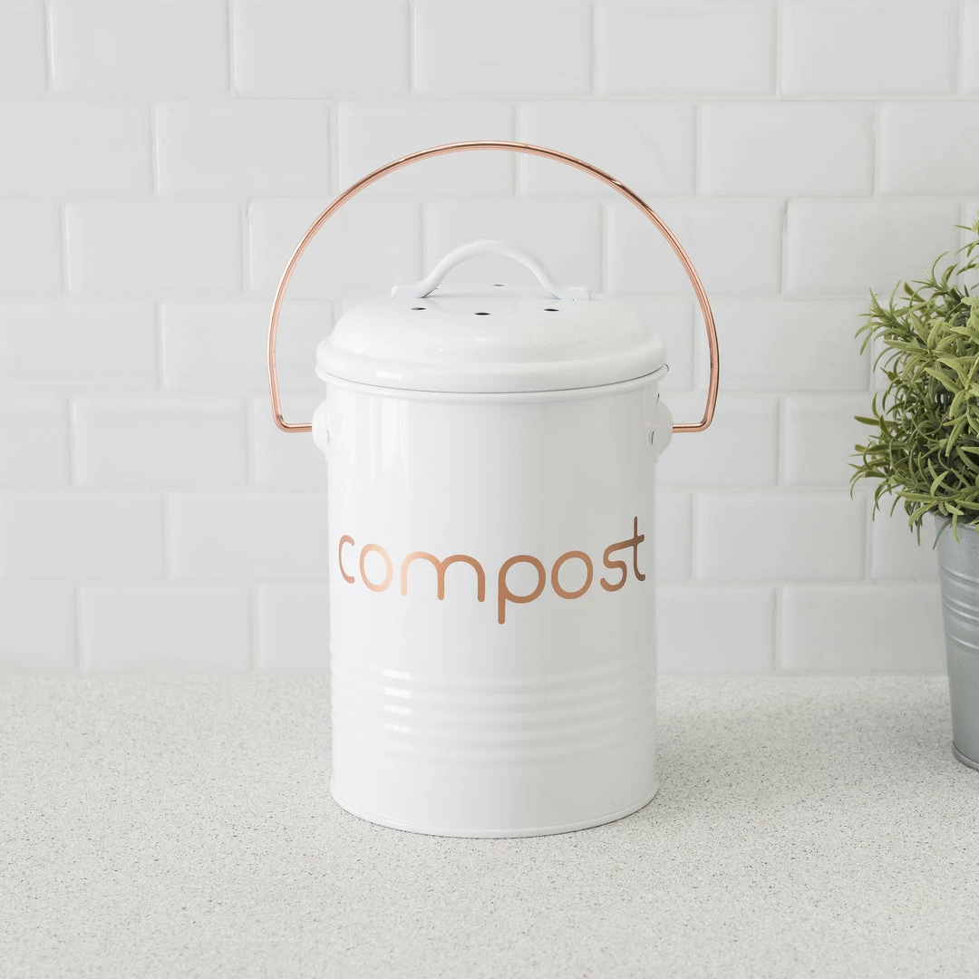 Brand new ❤️ Home Basics Grove Compact Countertop Compost Bin, White ⌛ 6 Brand new ❤️ Home Basics Grove Compact Countertop Compost Bin, White ⌛ - Image 4