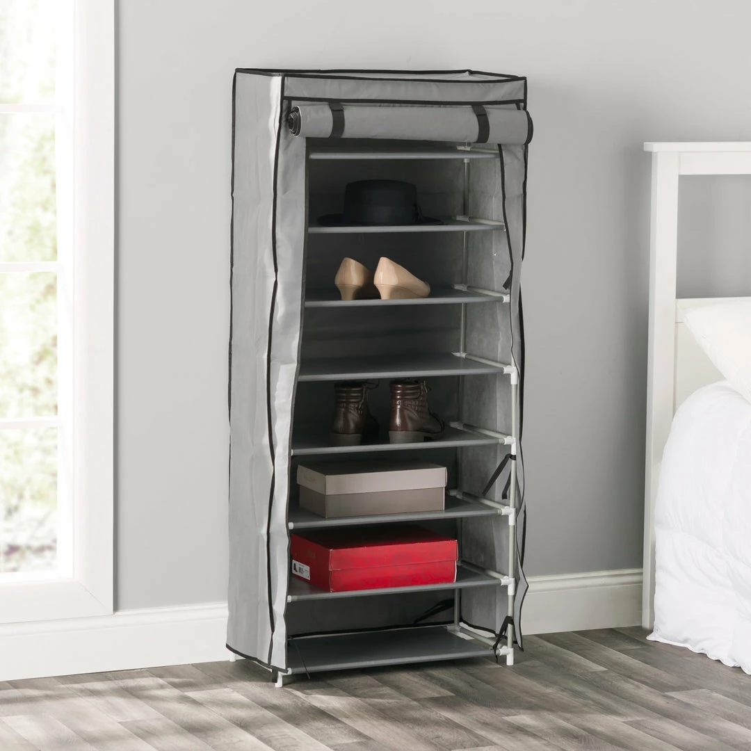 Cheap โจ Home Basics 8 Tier Portable Polyester ๐ Shoe Closet, Grey ๐ 4 Cheap โจ Home Basics 8 Tier Portable Polyester ๐ Shoe Closet, Grey ๐ - Image 2