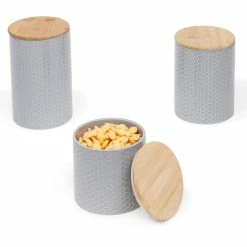 Deals 🧨 Home Basics Honeycomb 3 Piece Ceramic Canister Set, Grey 🧨 -Home Basics Sales 18aae296ff9249d68f930fbafe621991 1080x