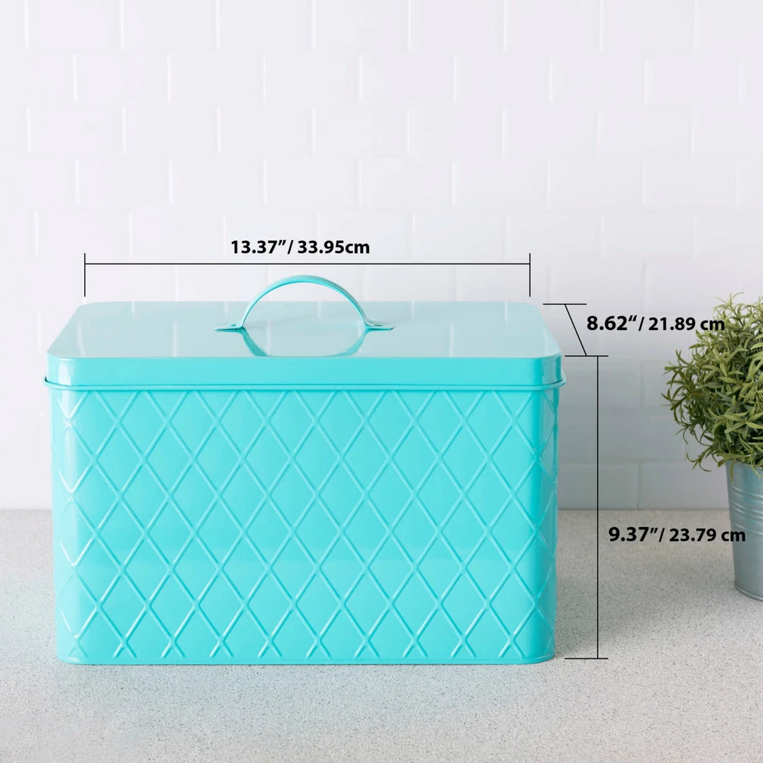 New ๐ Home Basics Tin Bread Box, Turquoise ๐ 6 New ๐ Home Basics Tin Bread Box, Turquoise ๐ - Image 4