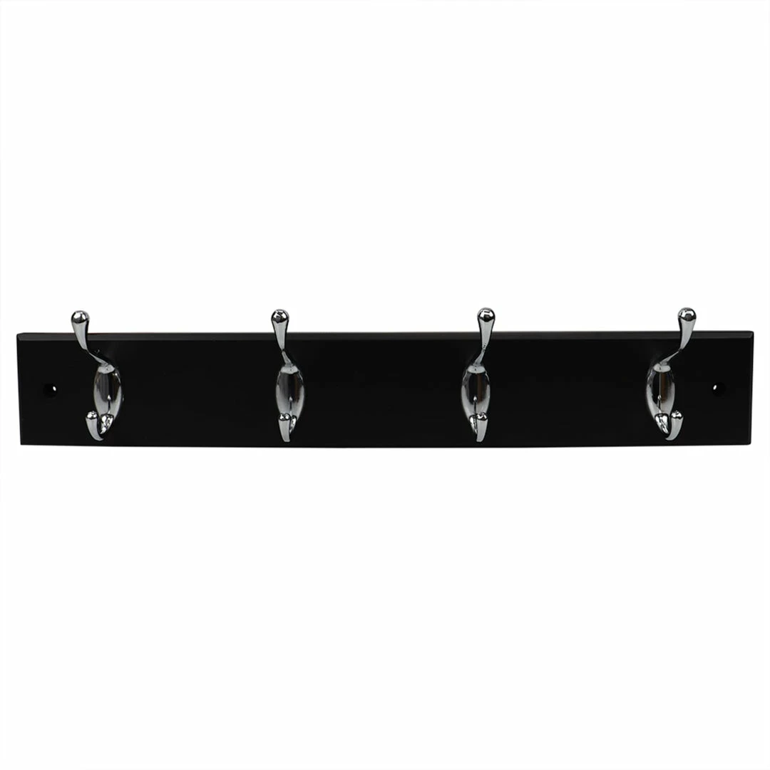 Budget 🥰 Home Basics 4 Double Hook Wall Mounted Hanging Rack, Black 🎁 3 Budget 🥰 Home Basics 4 Double Hook Wall Mounted Hanging Rack, Black 🎁