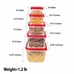 Cheapest 🧨 Home Basics 5 Piece Spill-Proof Square Plastic Food Storage Container with Ventilated, Snap-On Lids, Red 👏 -Home Basics Sales 1c76d6fdda2c4f7cb625b40e92eb23f7 1080x