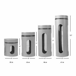 New 🎁 Home Basics 4 Piece Stainless Steel Canisters with Multiple Peek-Through Windows, Grey 😍 -Home Basics Sales 1dcb9d84e0ba48eea98bb895787e2f43 1080x