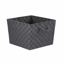 Best deal 👍 Home Basics X-Large Polyester Woven Strap Open Bin, Grey 🎉