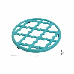 Brand new 🔔 Home Basics Lattice Collection Round Heavy Weight Multi-Purpose Decorative Cast Iron Trivet with Soft Non-Skid Rubber Peg Feet, Turquoise 😀 -Home Basics Sales 1e8073dfe89843eda6adc731790ece2a 2ab99918 9a31 462b b821 117341447663 1080x