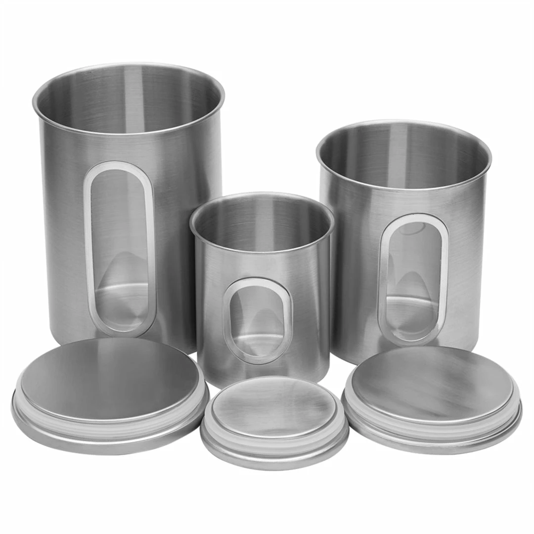 Wholesale ๐ Home Basics 3 Piece Stainless Steel Top Canisters with Windows, Silver ๐ฏ 6 Wholesale ๐ Home Basics 3 Piece Stainless Steel Top Canisters with Windows, Silver ๐ฏ - Image 4