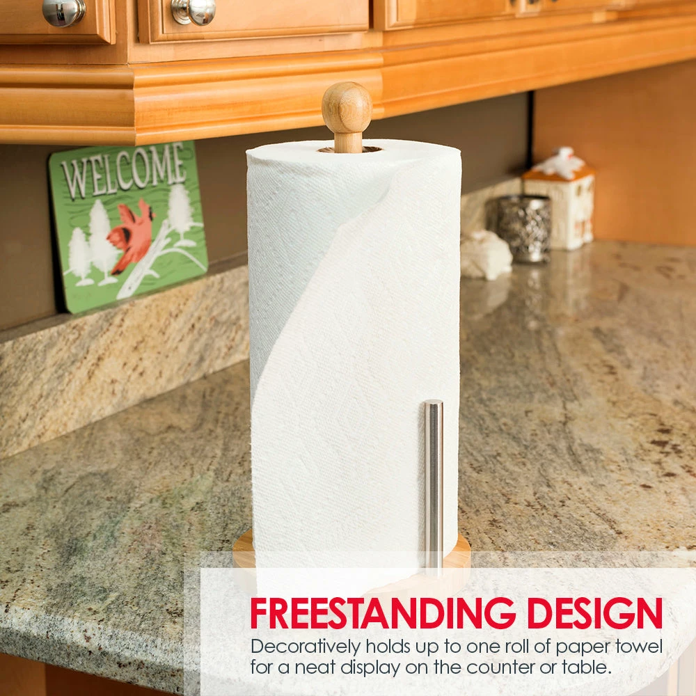 Brand new 🌟 Home Basics Bamboo Paper Towel Holder with Steel Dispensing Side Bar 🌟 7 Brand new 🌟 Home Basics Bamboo Paper Towel Holder with Steel Dispensing Side Bar 🌟 - Image 5