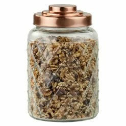 Best reviews of 😀 Home Basics Medium 3.4 Lt Textured Glass Jar with Gleaming Air-Tight Copper Top 🎁