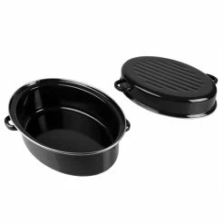 Wholesale 🧨 Home Basics Deep Oval Natural Non-Stick 14” Enameled Carbon Steel Roaster Pan with Lid, Black ✔️ -Home Basics Sales 25e8ffda2f834c7d822a8d7dc2234160 1080x