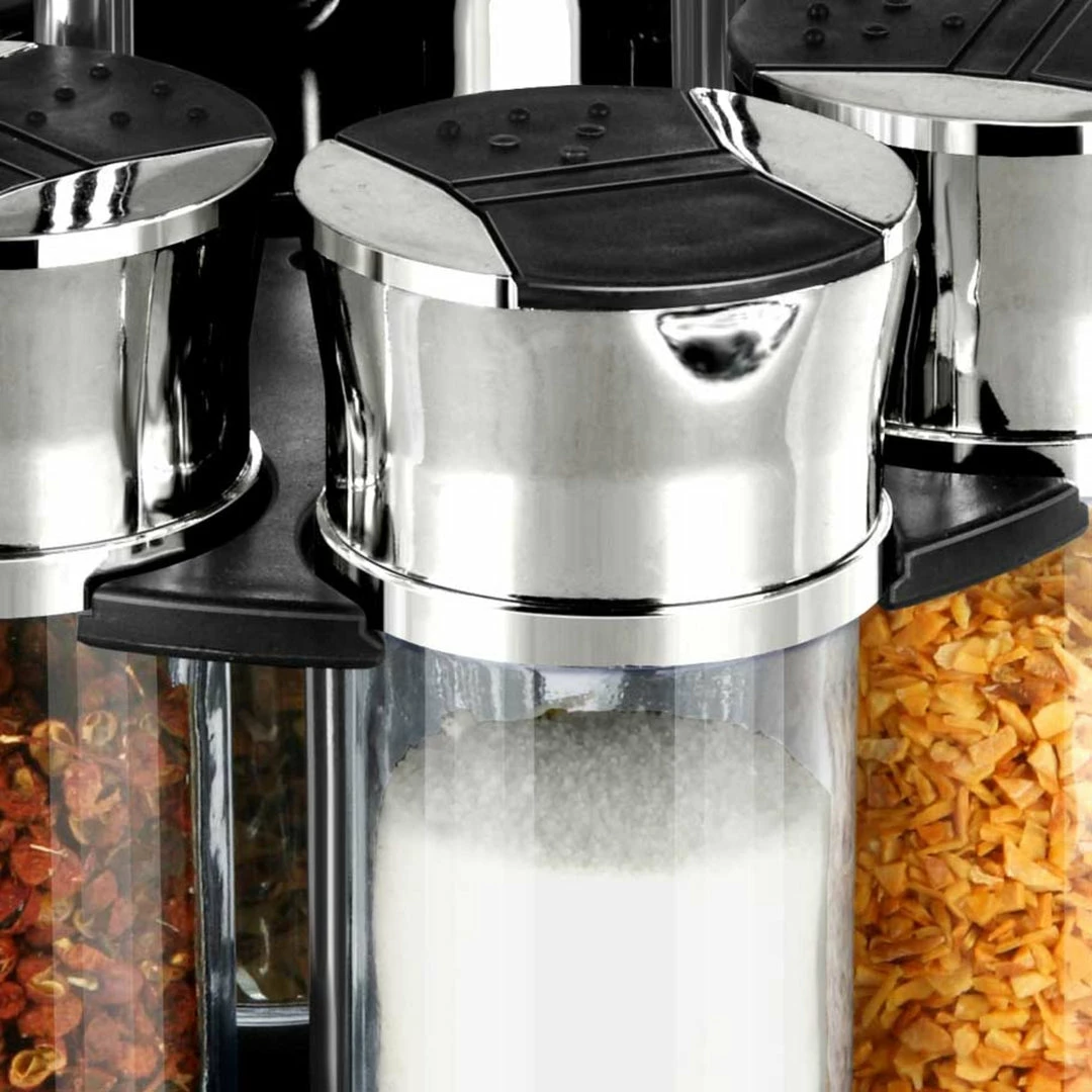 New ❤️ Home Basics Compact Carousel 6-Jar Spice Rack with Steel Carrying Handle, Black 🧨 5 New ❤️ Home Basics Compact Carousel 6-Jar Spice Rack with Steel Carrying Handle, Black 🧨 - Image 3