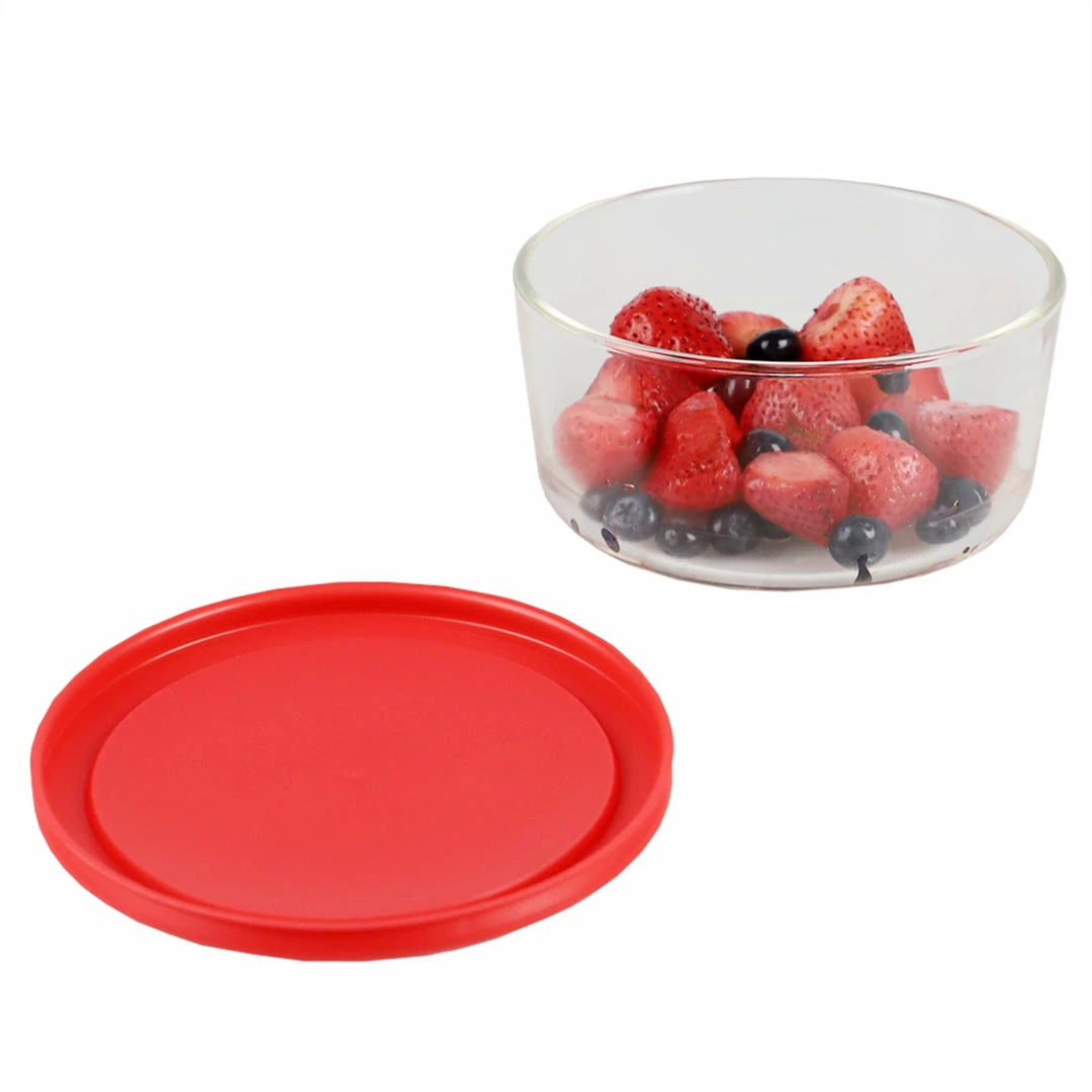 Outlet 🌟 Home Basics Round 32 oz. Borosilicate Glass Food Storage Container with Red Lid 🎉 6 Outlet 🌟 Home Basics Round 32 oz. Borosilicate Glass Food Storage Container with Red Lid 🎉 - Image 4