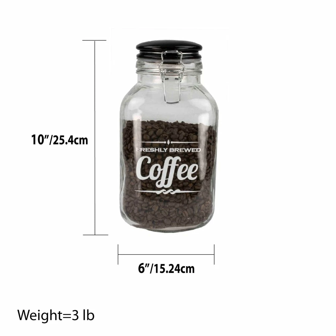 Wholesale 🔔 Home Basics Freshly Brewed Coffee 102.4 oz. Glass Jar with Ceramic Flip Lid Top, Black 👍 5 Wholesale 🔔 Home Basics Freshly Brewed Coffee 102.4 oz. Glass Jar with Ceramic Flip Lid Top, Black 👍 - Image 3