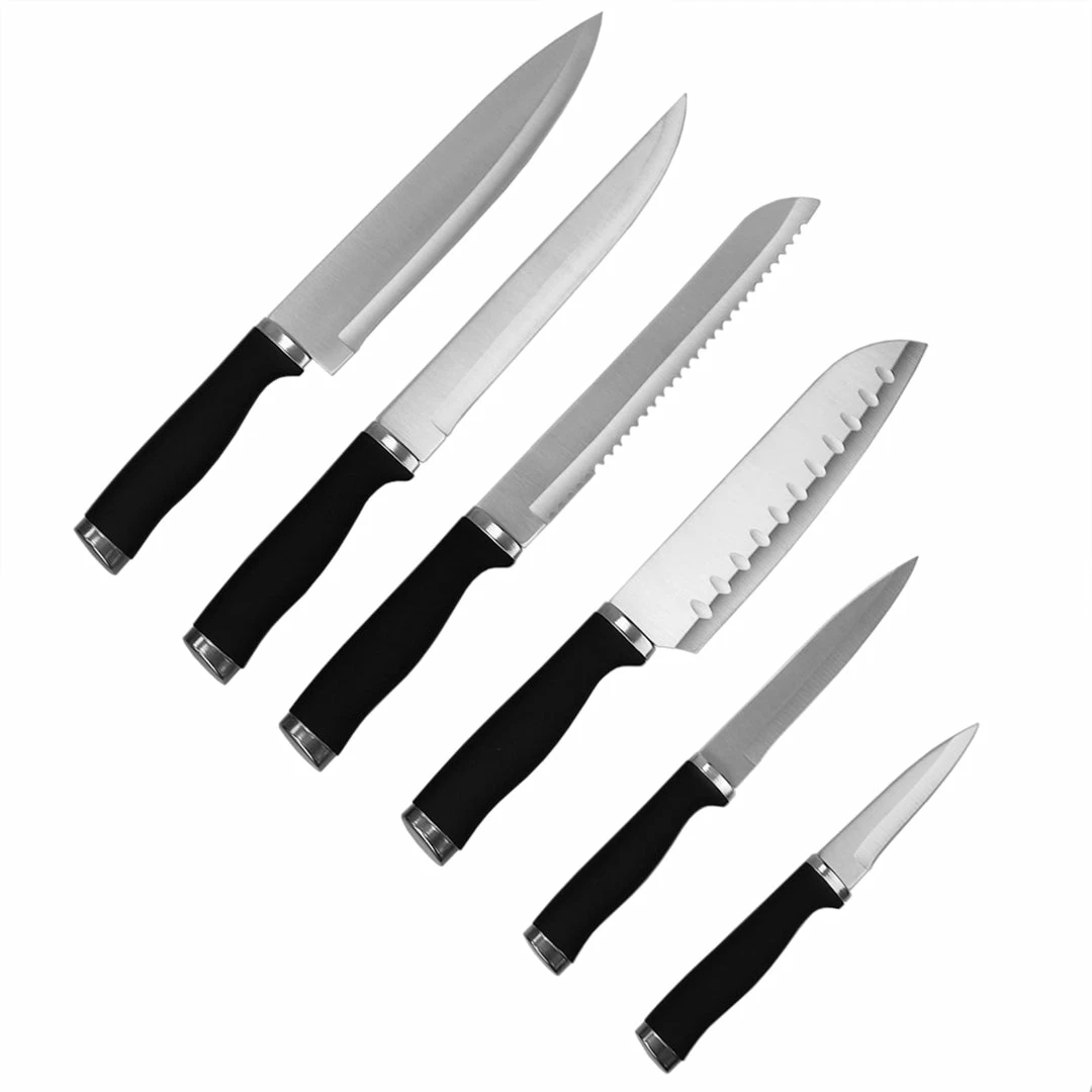 Hot Sale 🔥 Home Basics Soft Grip 12 Piece Knife Set with Sheaths, Black 👍 3 Hot Sale 🔥 Home Basics Soft Grip 12 Piece Knife Set with Sheaths, Black 👍