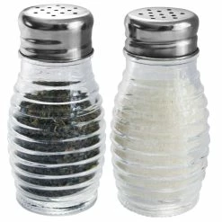 New 😀 Home Basics Beehive 2 Piece Glass Salt and Pepper Set with Stainless Steel Sifter Tops 🎁