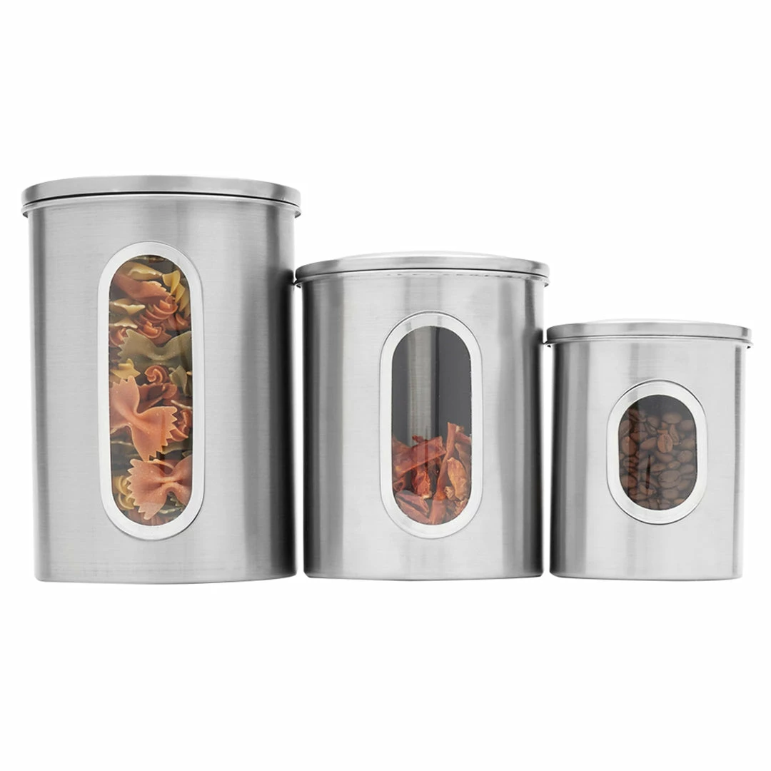 Wholesale ๐ Home Basics 3 Piece Stainless Steel Top Canisters with Windows, Silver ๐ฏ 5 Wholesale ๐ Home Basics 3 Piece Stainless Steel Top Canisters with Windows, Silver ๐ฏ - Image 3