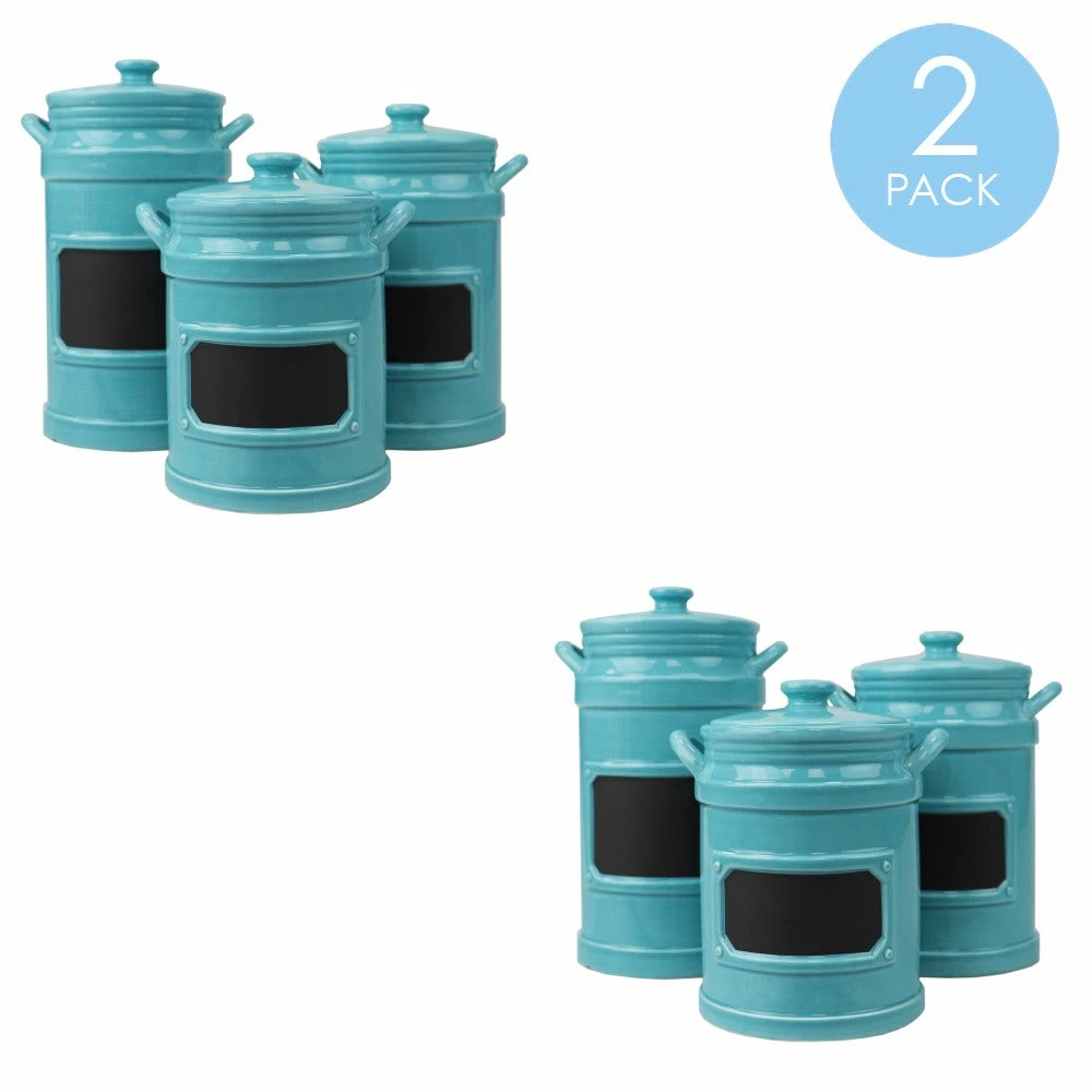 Budget 👏 Home Basics 3 Piece Ceramic Canisters with Chalkboard Labels, Turquoise 🌟 5 Budget 👏 Home Basics 3 Piece Ceramic Canisters with Chalkboard Labels, Turquoise 🌟 - Image 3