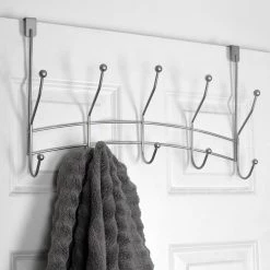 Best Pirce 🌟 Home Basics Shelby 5 Hook Over the Door Hanging Rack, Silver 🛒