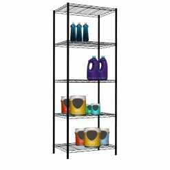 Promo ๐งจ Home Basics 5 Tier Steel Wire Shelf, Black ๐