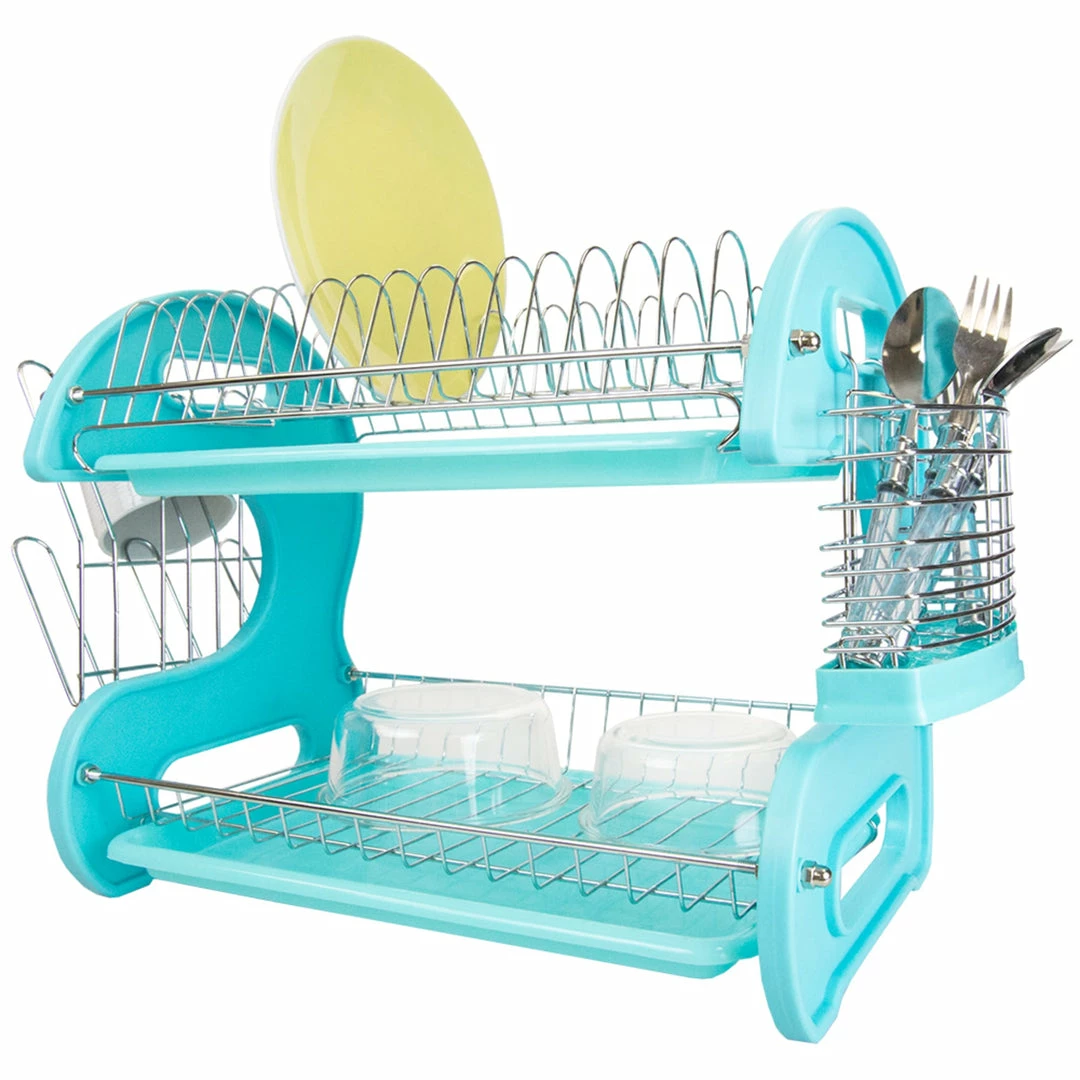 Deals 😉 Home Basics 2 Tier Plastic Dish Drainer, Turquoise ✔️ 6 Deals 😉 Home Basics 2 Tier Plastic Dish Drainer, Turquoise ✔️ - Image 4