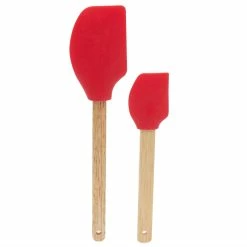 Promo 🤩 Home Basics 2 Piece Silicone Spatula Set, Red 🌟