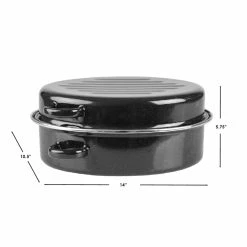 Outlet 😀 Home Basics Deep Oval Natural Non-Stick 12” Enameled Carbon Steel Roaster Pan with Lid, Black 👍 -Home Basics Sales 384f84911d6c4889a3b897a35ac2e21d 1080x