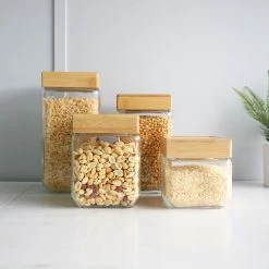 Outlet ⌛ Home Basics 4 Piece Square Glass Canisters with Bamboo Lids 🎉 -Home Basics Sales 3bb5719f48764cc0bf4f77f6efcf90f0 185c9d4f 6050 48ff af3f 8b2523750585 1080x