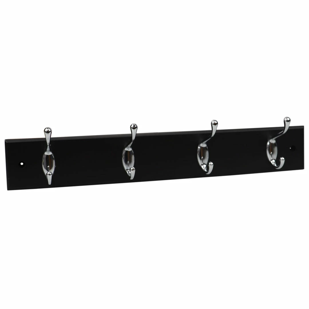 Budget 🥰 Home Basics 4 Double Hook Wall Mounted Hanging Rack, Black 🎁 6 Budget 🥰 Home Basics 4 Double Hook Wall Mounted Hanging Rack, Black 🎁 - Image 4