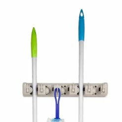 Cheap 😉 Home Basics Plastic 5 Slot Mop and Broom Organizer, White 😍