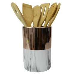 Best reviews of 😉 Home Basics Athena Marble Utensil Crock, Gold ✨
