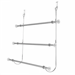 Budget 🎉 Home Basics 3 Tier Chrome Plated Steel Over the Door Towel Rack 😀