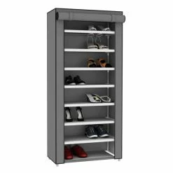 Cheap ✨ Home Basics 8 Tier Portable Polyester 👟 Shoe Closet, Grey 👍