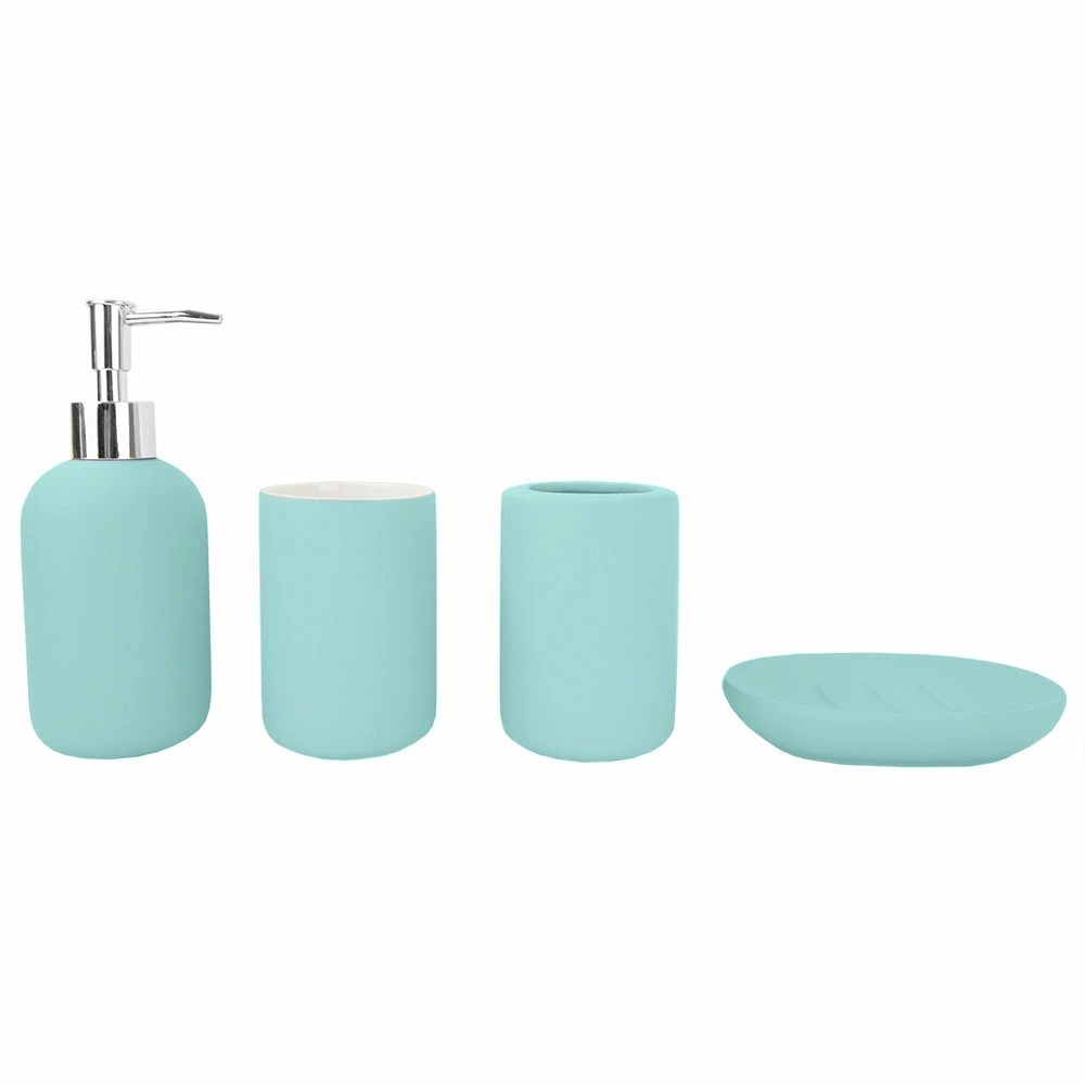 Promo ๐ Home Basics Home Basic 4 Piece Rubberized Ceramic Bath Accessory Set, Blue ๐ 3 Promo ๐ Home Basics Home Basic 4 Piece Rubberized Ceramic Bath Accessory Set, Blue ๐
