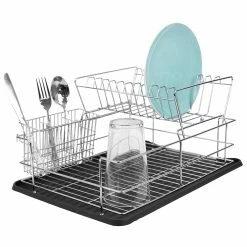 New 🌟 Home Basics Deluxe 2 Tier Dish Rack, Black 😉