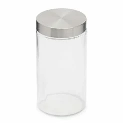 Best deal 💯 Home Basics Large 54 oz. Round Glass Canister with Air-Tight Stainless Steel Twist Top Lid, Clear 🤩