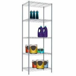Best Sale 👍 Home Basics 5 Tier Steel Wire Shelf, Grey 🌟