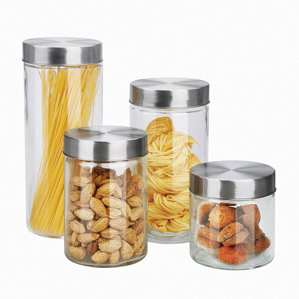 Budget ๐ Home Basics 4 Piece Glass Canister Set with Stainless Steel Lids โ๏ธ 3 Budget ๐ Home Basics 4 Piece Glass Canister Set with Stainless Steel Lids โ๏ธ