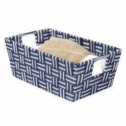 Hot Sale 🎉 Home Basics Stripe Small Woven Strap Open Bin, Blue 😀 -Home Basics Sales 491d5a1f8e494352998054a47e057551 1080x