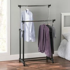 New ✨ Home Basics Chrome Plated Steel Double Garment Rack, Black 😀 -Home Basics Sales 4a5aadd963ba47c8b76e1db1c678892f 1080x